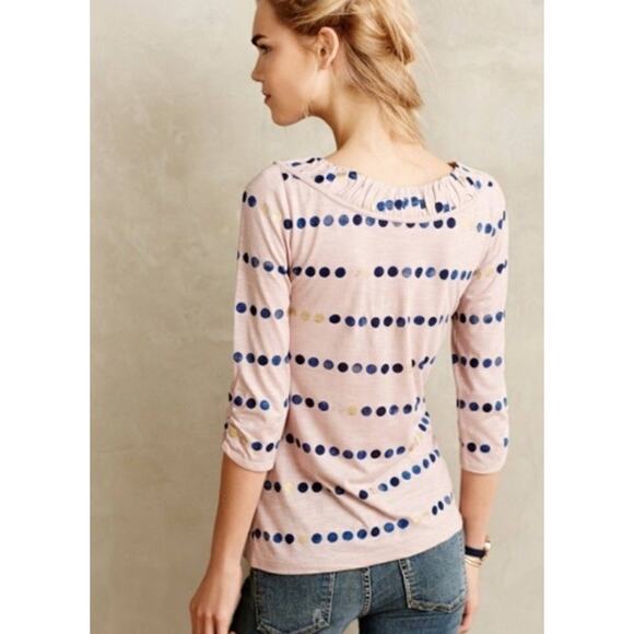 Anthropologie Postmark Creature Comfort Shirt Size Small Purple Polka Dot - Picture 6 of 6